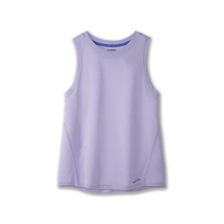 Brooks Women's DISTANCE Running Tank Top - Heather Violet Dash/Black - Canada (ZTCYU-3241)